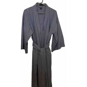 Mens Nautica Sleepwear Robe Sm Blue Paid 100% Cotton One Size Pockets 44"long